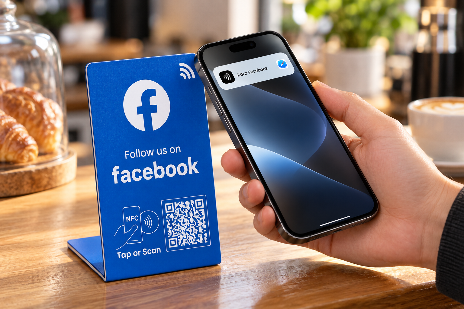 Paso 1 · Acercar el celular con la tarjeta NFC para Facebook