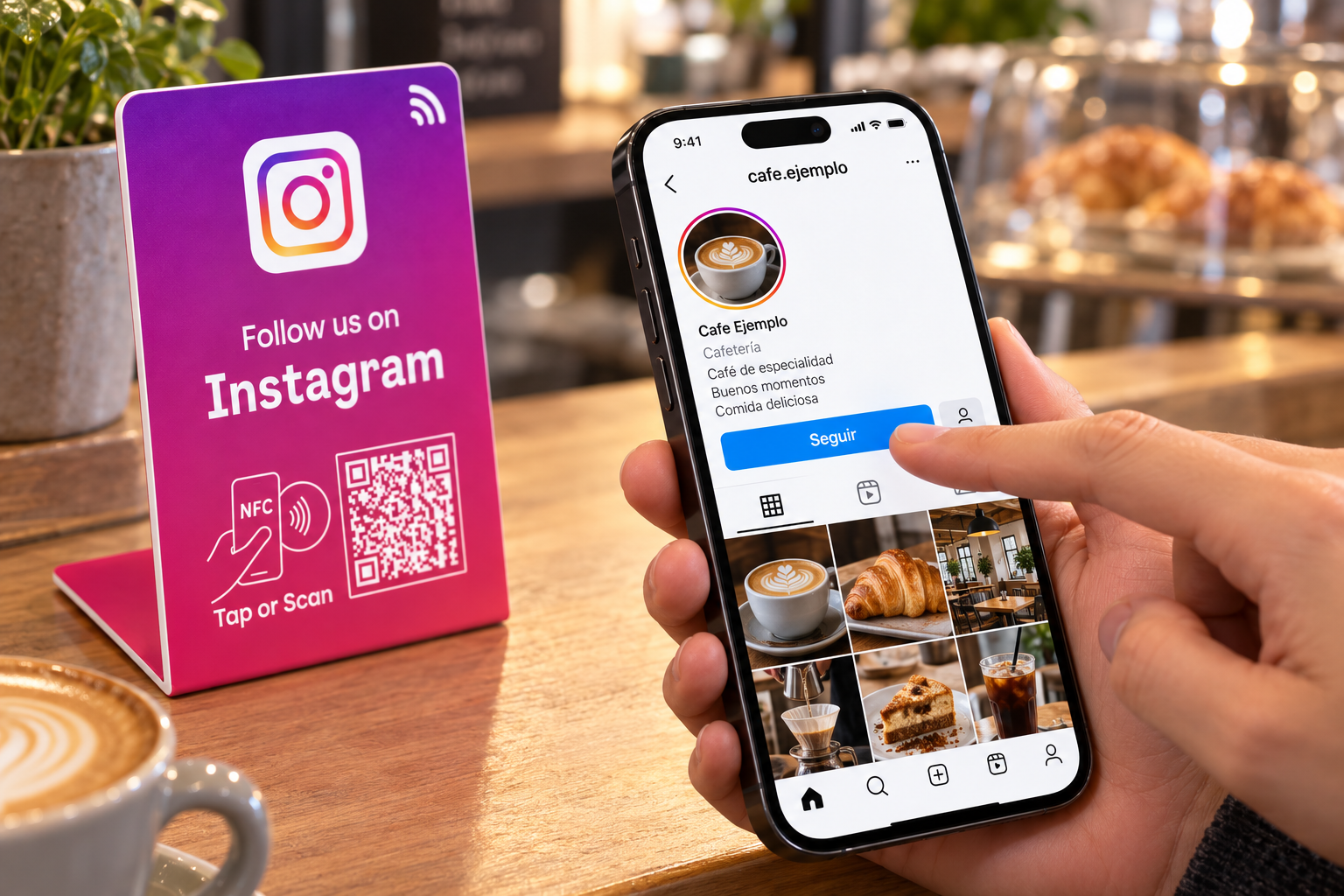 Paso 3 · Explorar y seguir con la tarjeta NFC para Instagram
