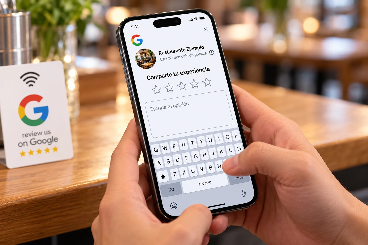 Paso 3 · Escribir una opinión con la tarjeta NFC para Google